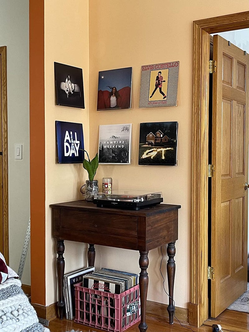 NIUBEE Clear Vinyl Record Shelf Wall Mount 6 Pack,Acrylic Album Record Holder Display Your Daily LP Listening in Office Home - Image 5